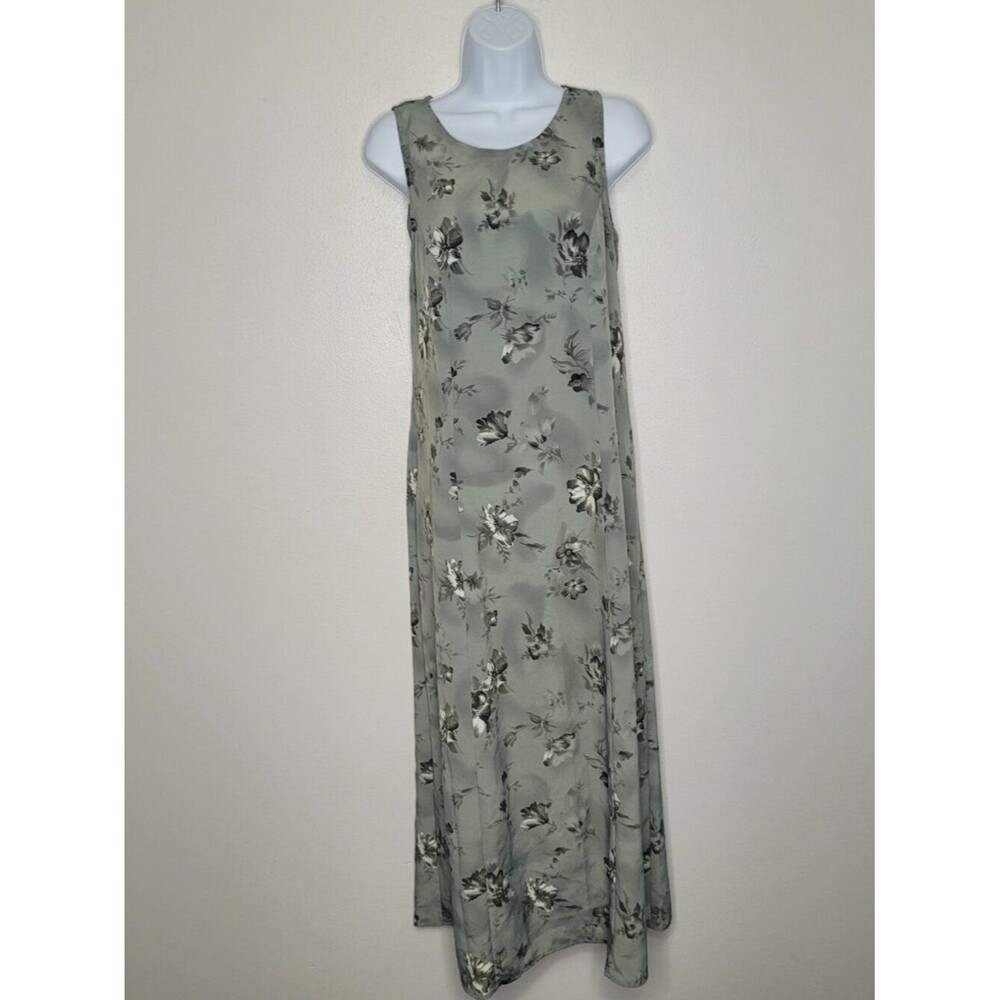 Vintage Fashion Bug gray grunge floral back corset lace up midi dress